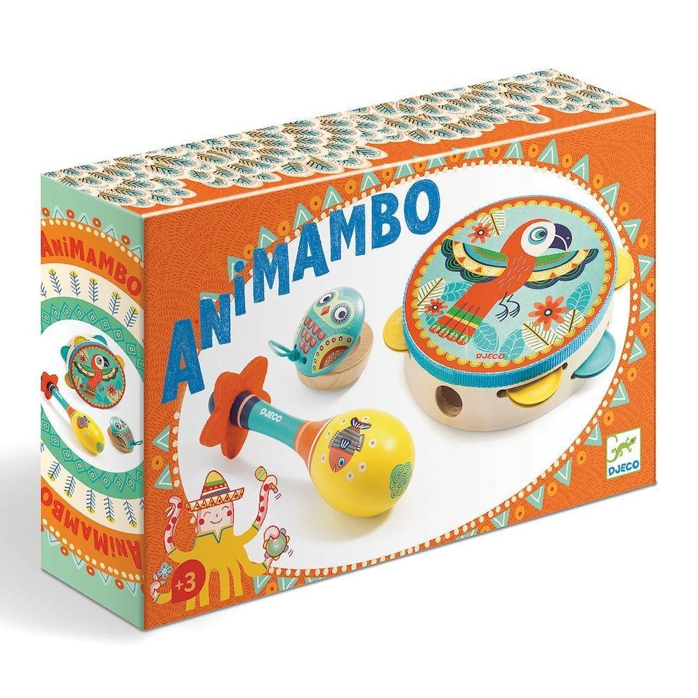 Animambo Set of 3 Instruments: Tambourine - Maracas - Castanet