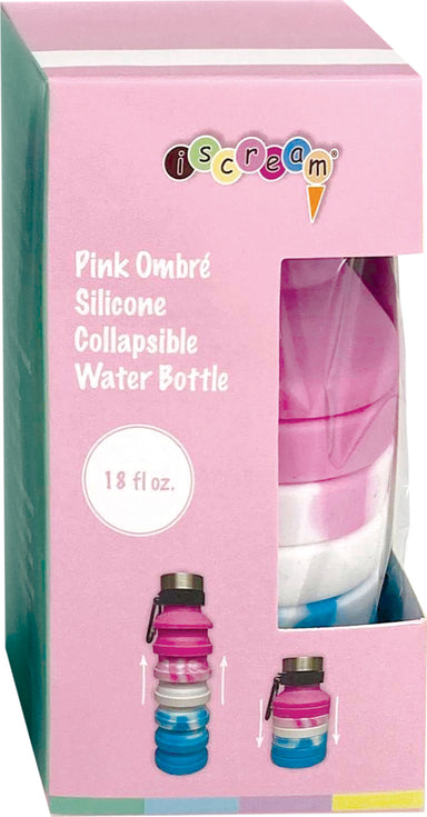 Pink Silicone Collapsible Water Bottle