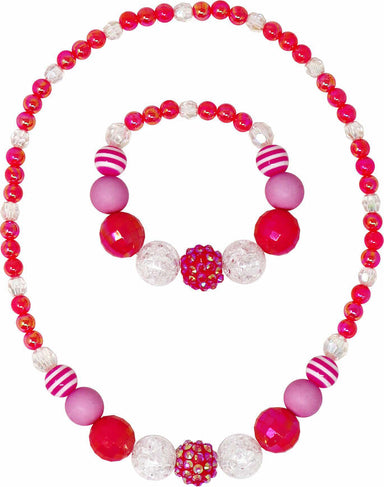 Hot Pink Raspberry Delight Stretch Beaded Necklace & Bracelet Set