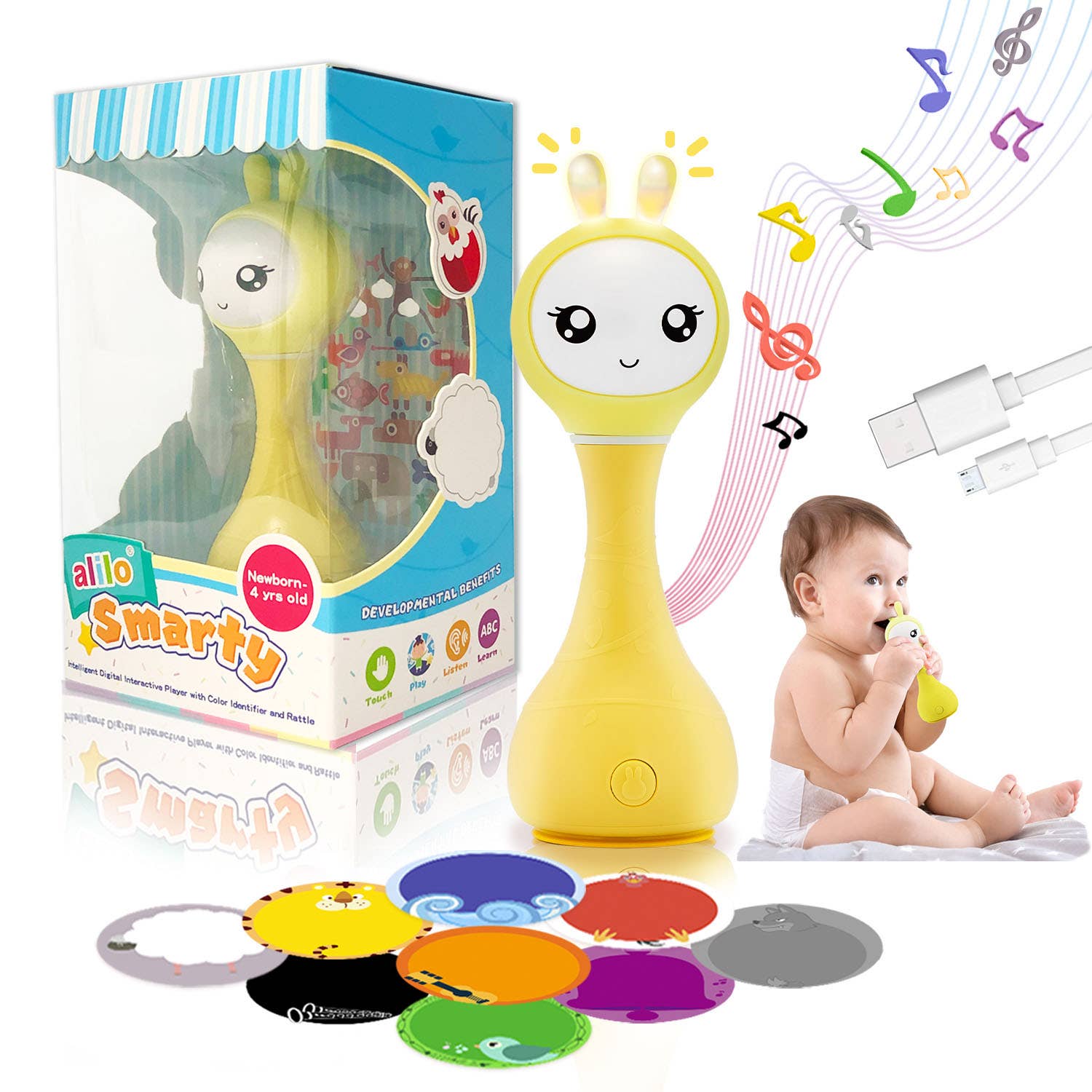 Smarty Bunny – Pink Sensory Toy with Music, Lights & Teether