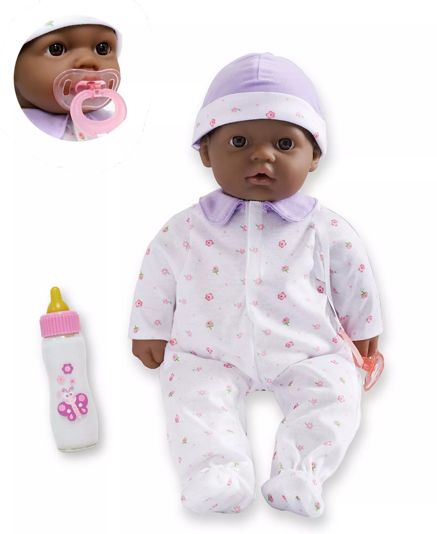 La Baby 16 inches Soft Body African American Baby Doll in Purple Outfit - 6