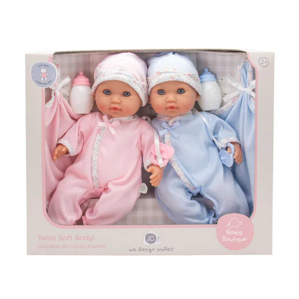 12.5" Twin Nonis Doll Gift Set - Boy & Girl Soft Body Realistic Twins Playset