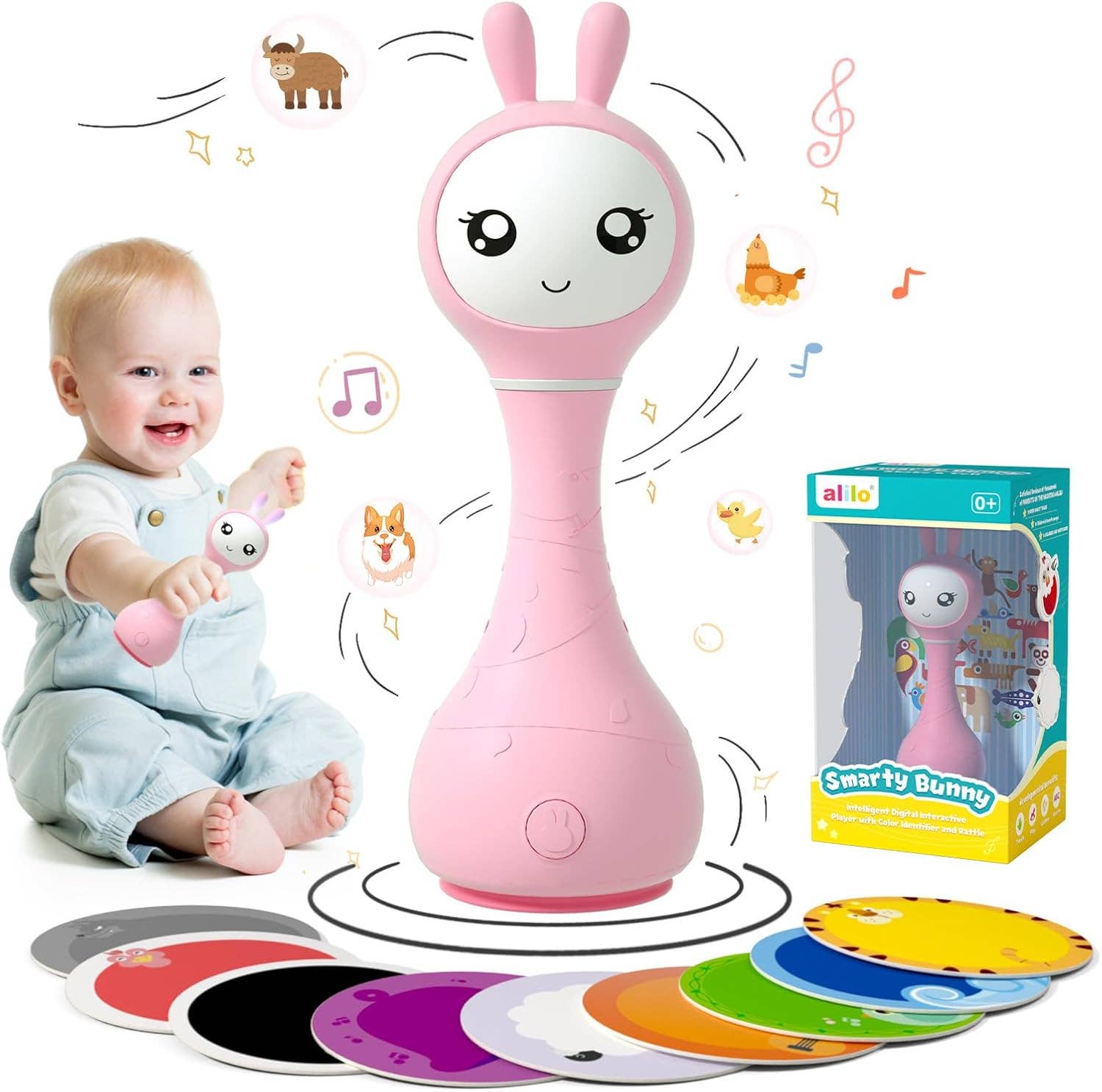 Smarty Bunny – Pink Sensory Toy with Music, Lights & Teether
