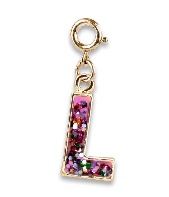 Gold Glitter Initials - L Charm