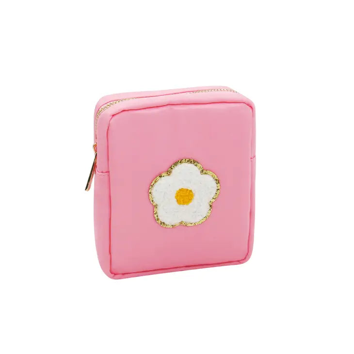 Varsity Collection Cosmetic Bag - Pink Daisy