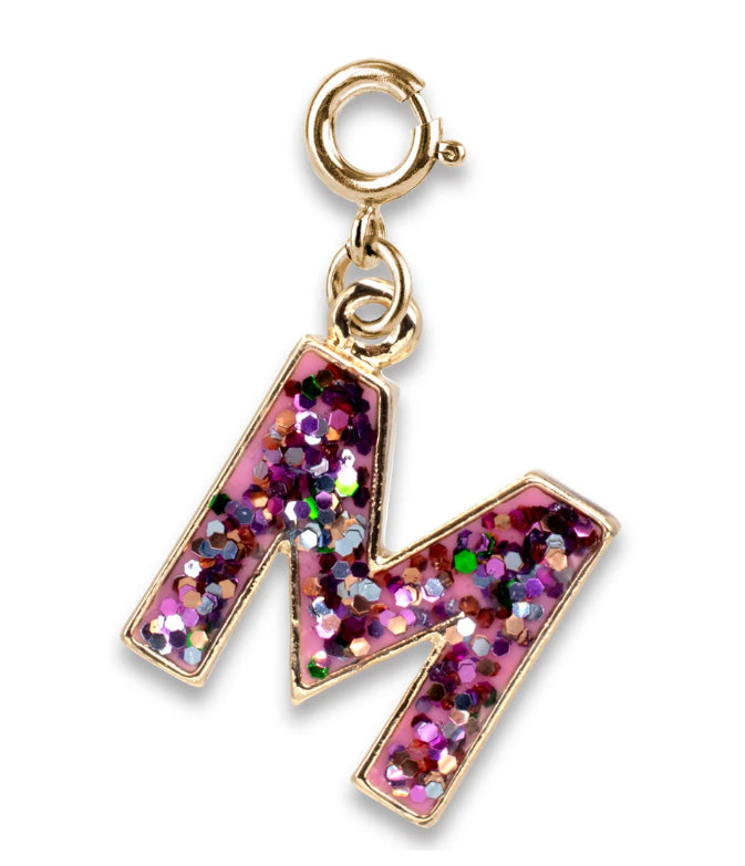Gold Glitter Initials - M Charm