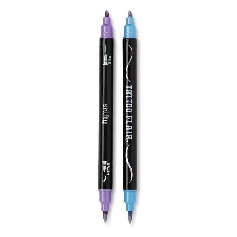 Metallic Tattoo Flair 10 Tattoo Markers + 12 Stencils