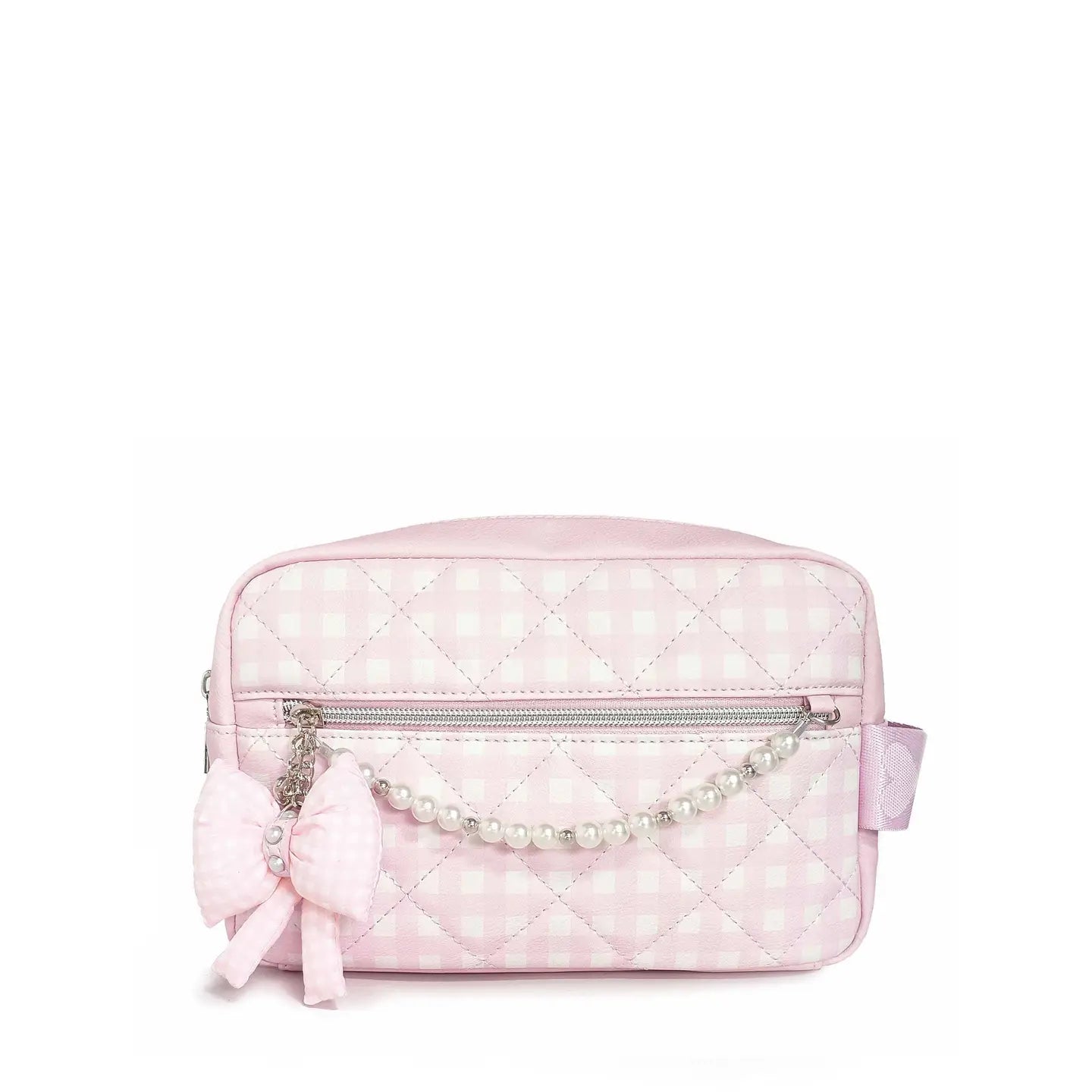 Quilted Gingham Printed Pouch