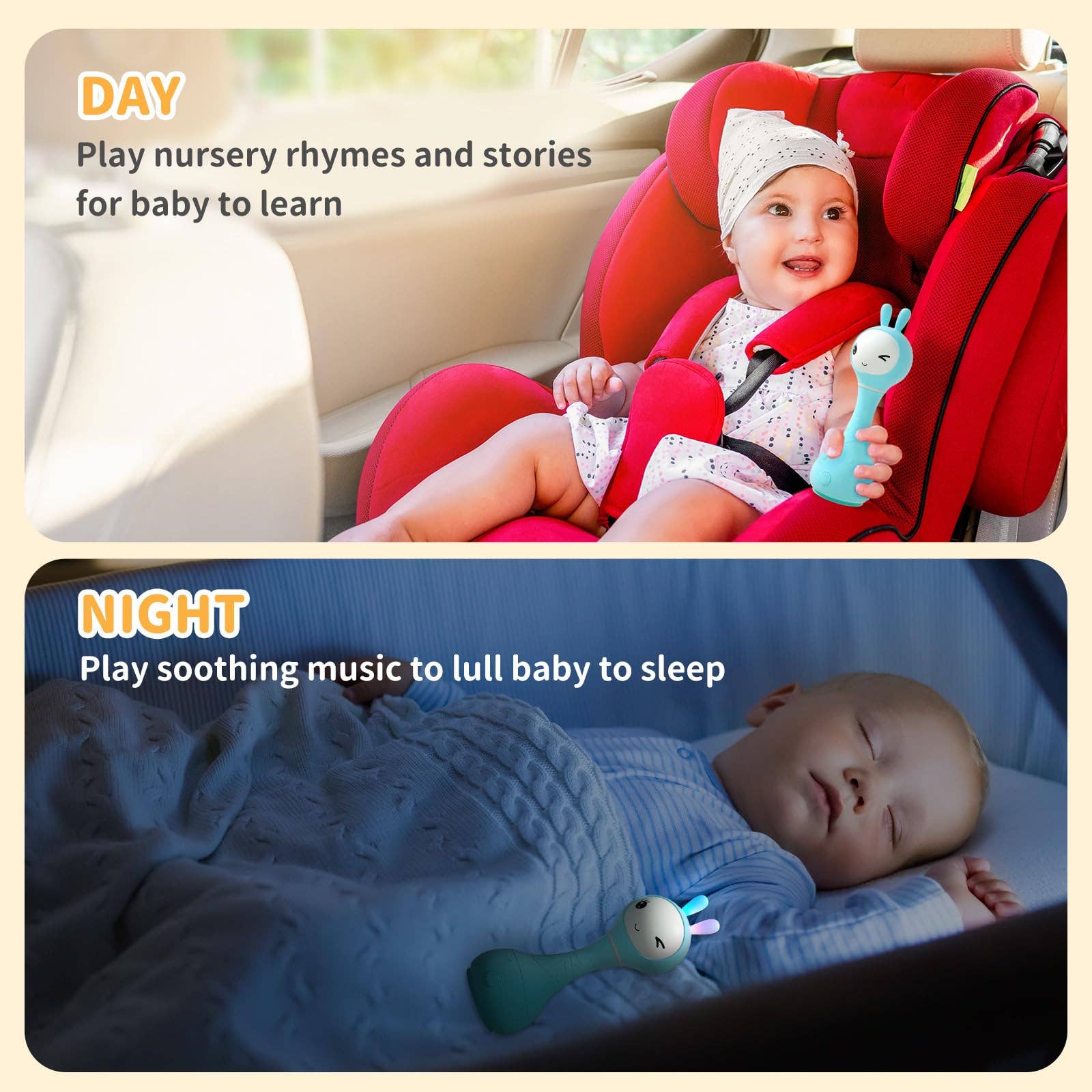 Smarty Bunny – Pink Sensory Toy with Music, Lights & Teether