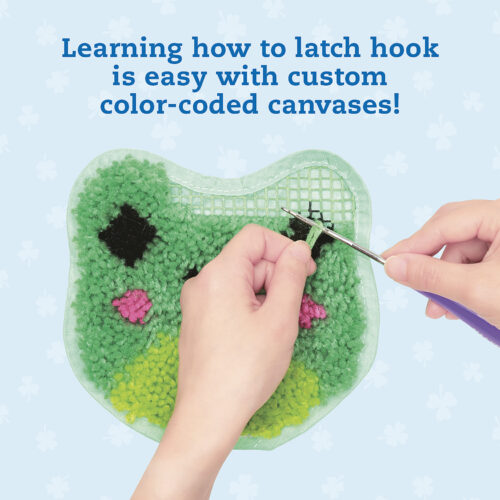 Latch Hook Animals: Red Panda, Frog & Shark