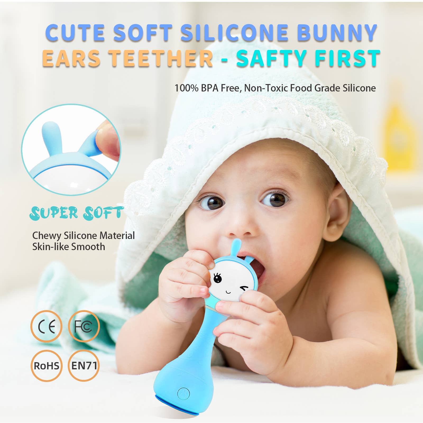 Smarty Bunny – Pink Sensory Toy with Music, Lights & Teether