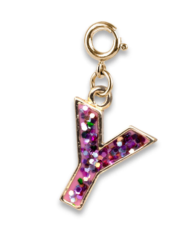 Gold Glitter Initials - Y Charm
