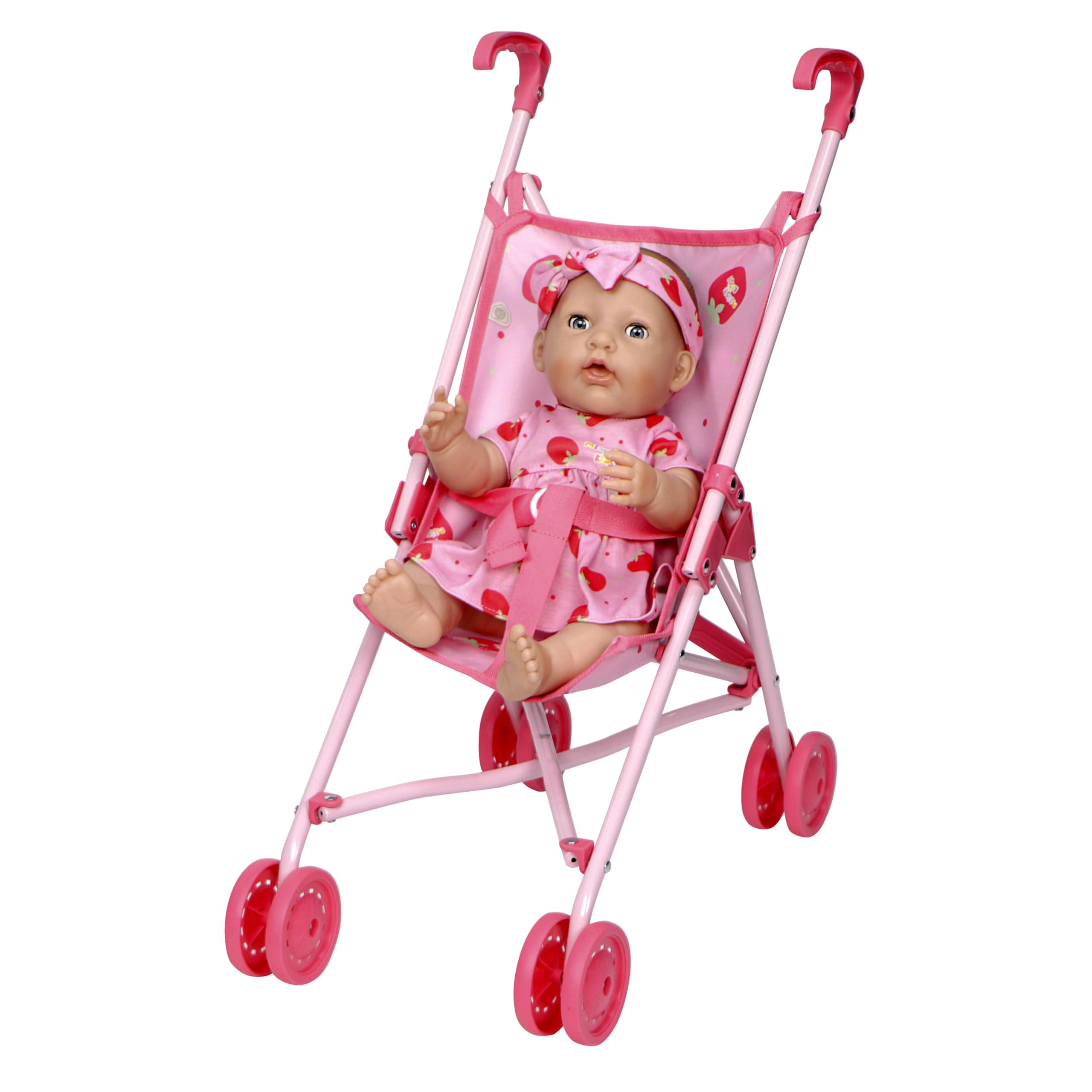 Missy Kissy Folding Doll Stroller Pink Strawberry Print