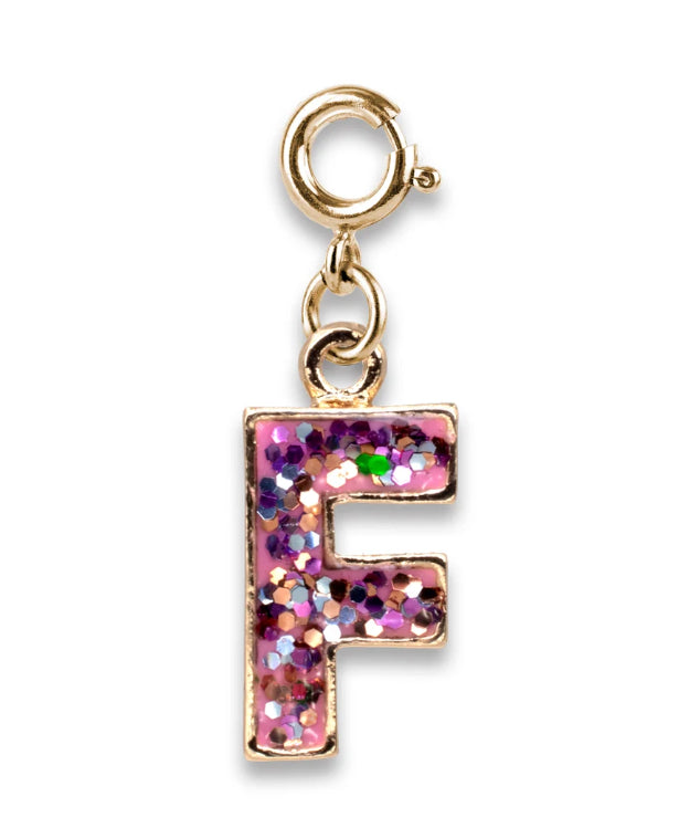 Gold Glitter Initials - F Charm