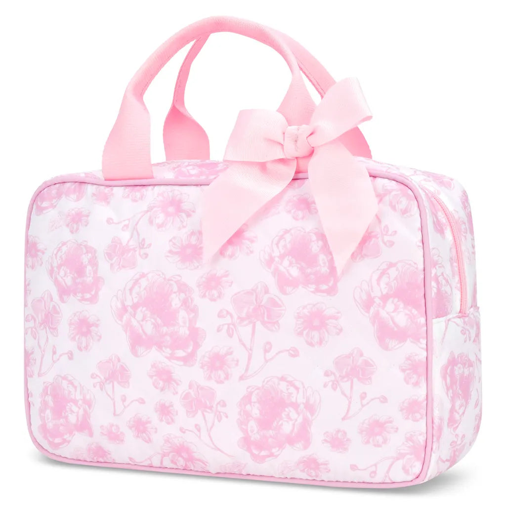 Pretty Pink Toile Large Cosmetic Bag