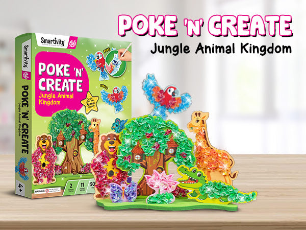 Poke N Create: Jungle Animal Kingdom - Mess Free DIY Activity Craft Kit
