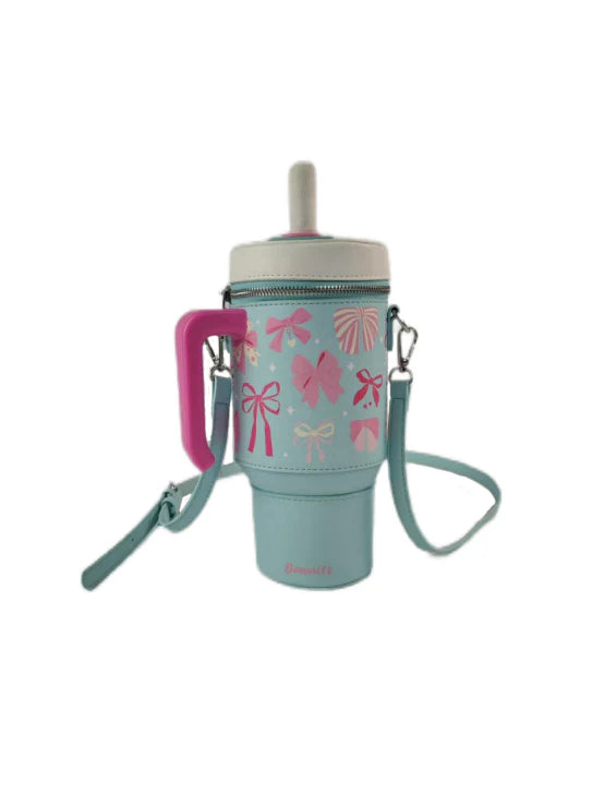Take a Sip Water Cup - Elegant Bows Tiffany Blue