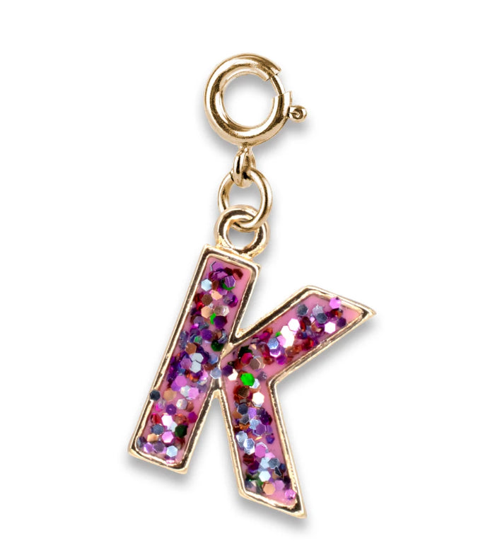 Gold Glitter Initials - K Charm