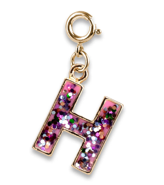 Gold Glitter Initials - H Charm