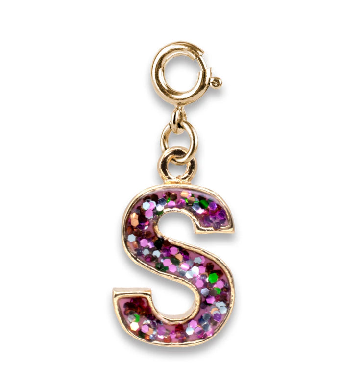 Gold Glitter Initials - S Charm