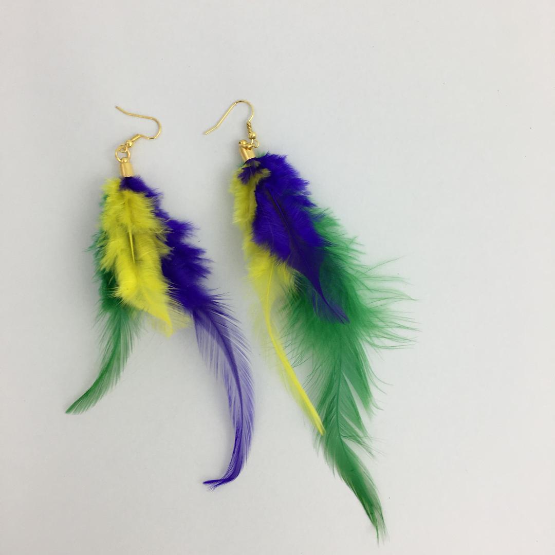 Mardi Gras Feather Earrings