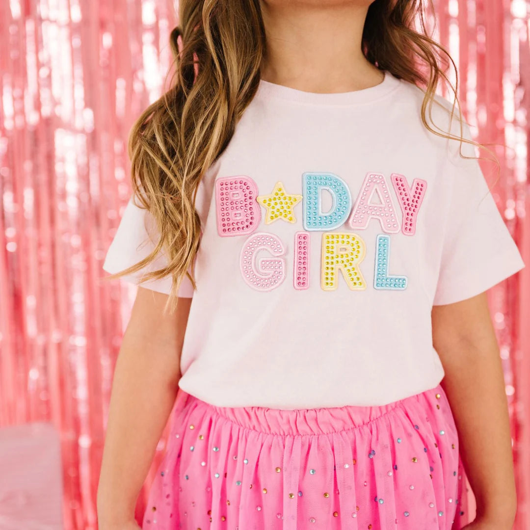 Birthday Girl Rhinestone Patch T-shirt