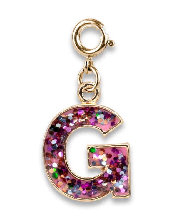 Gold Glitter Initials - G Charm