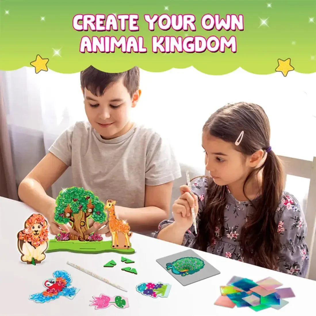 Poke N Create: Jungle Animal Kingdom - Mess Free DIY Activity Craft Kit