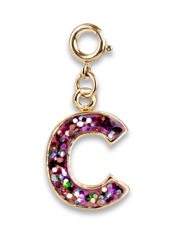 Gold Glitter Initials - C Charm