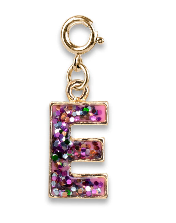 Gold Glitter Initials - E Charm