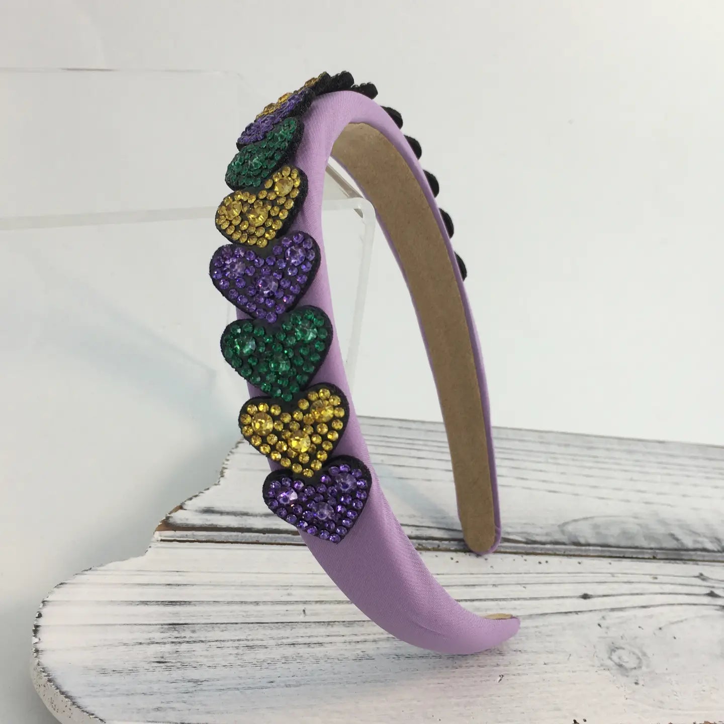 Rhinestone Mardi Gras Heart Headband