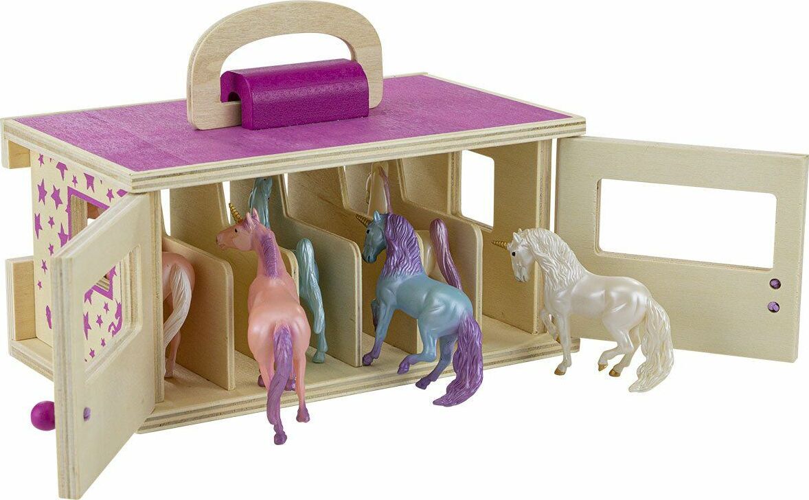 Unicorn Magic Wood Carry Stable with 6 Unicorns