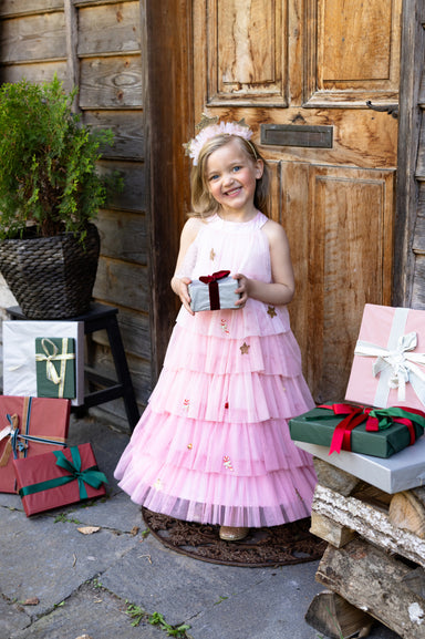 Blush Christmas Tree Dress & Headpiece (Size 3-4)