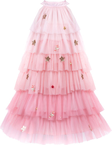 Blush Christmas Tree Dress & Headpiece (Size 3-4)