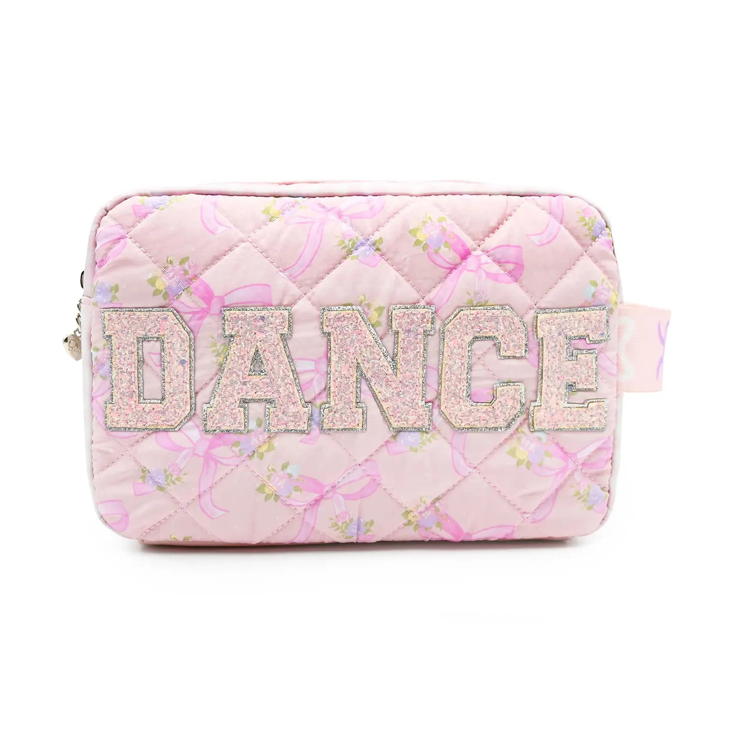 Dance Floral Bow Quilted Makeup Bag