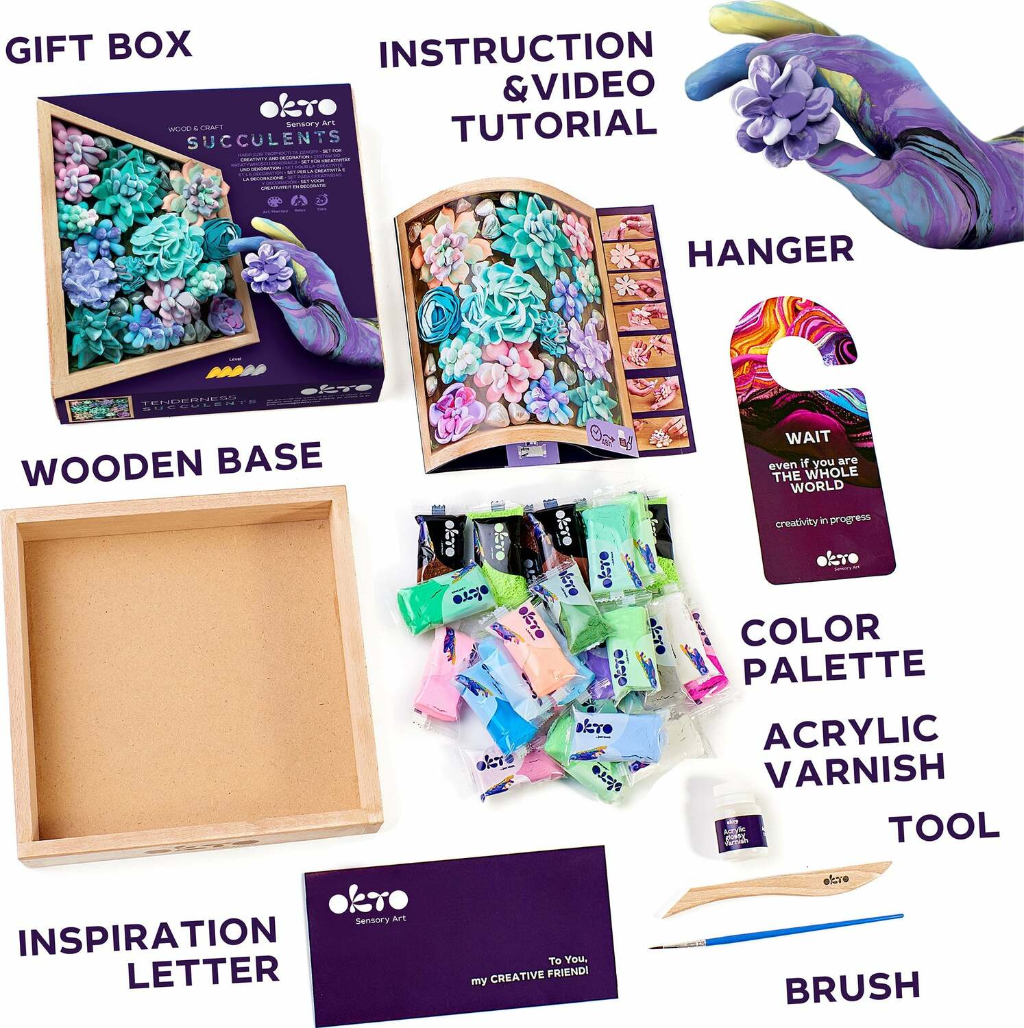 OKTO Sensory Art 3D Woodcraft "Tenderness" – Succulent Craft Kit