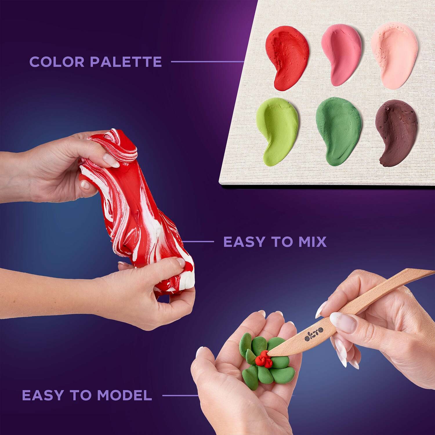 OKTO Air Dry Clay Succulent Art Kit - Complete DIY Craft Set For Adults & Teens, Home Wall Decor