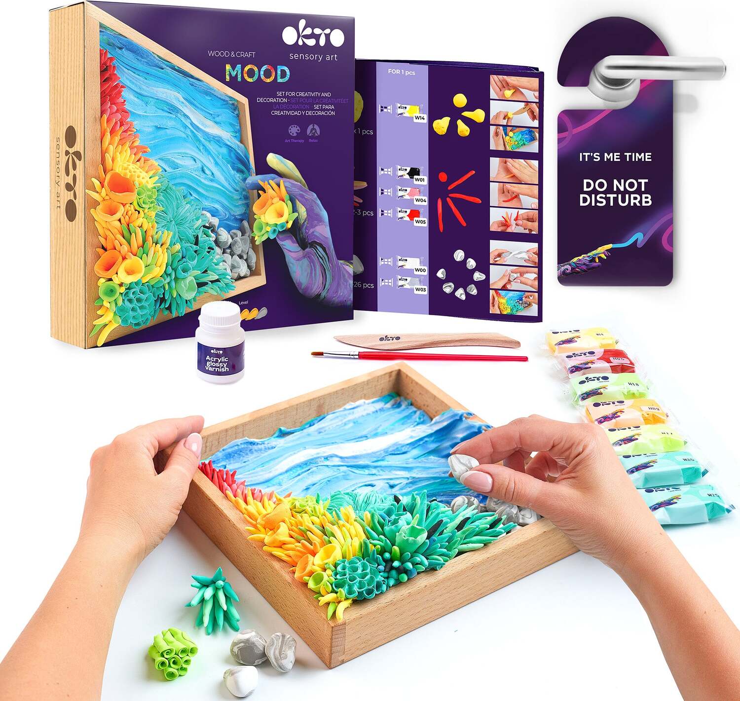 OKTO Air-Dry Clay 3D Painting Kit - Mood Ocean Calm (8.3 x 8.3 in)