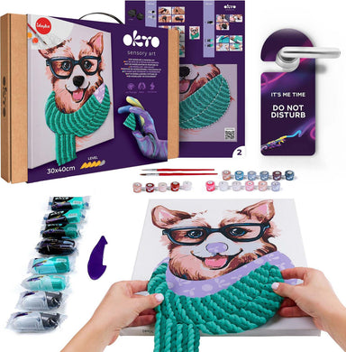 OKTO Air-Dry Clay 3D Painting Kit - Kit Fashion Corgi (11.8 x 15.7 in)