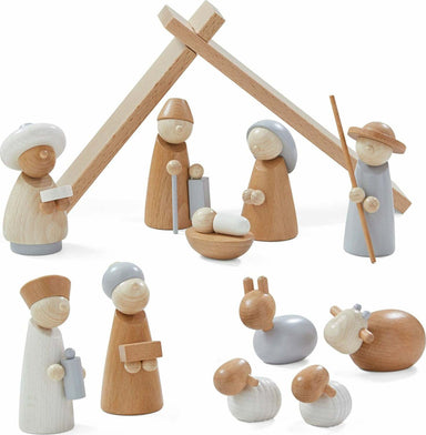 Natural Wood Nativity Set
