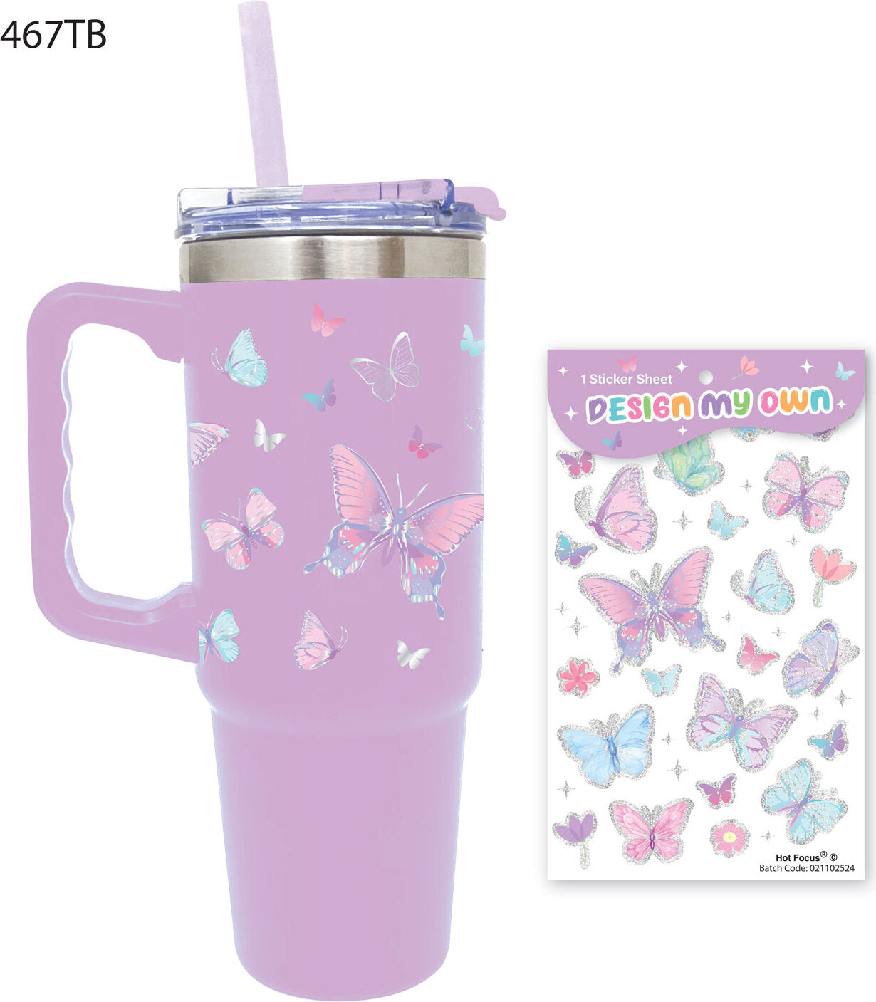 Stainless Steel Tumbler, Tie Dye Butterfly (27 FL. oz/800mL)