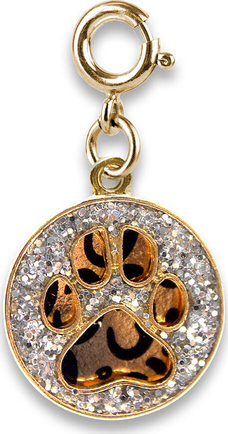 Gold Swivel Leopard Pawprint Charm