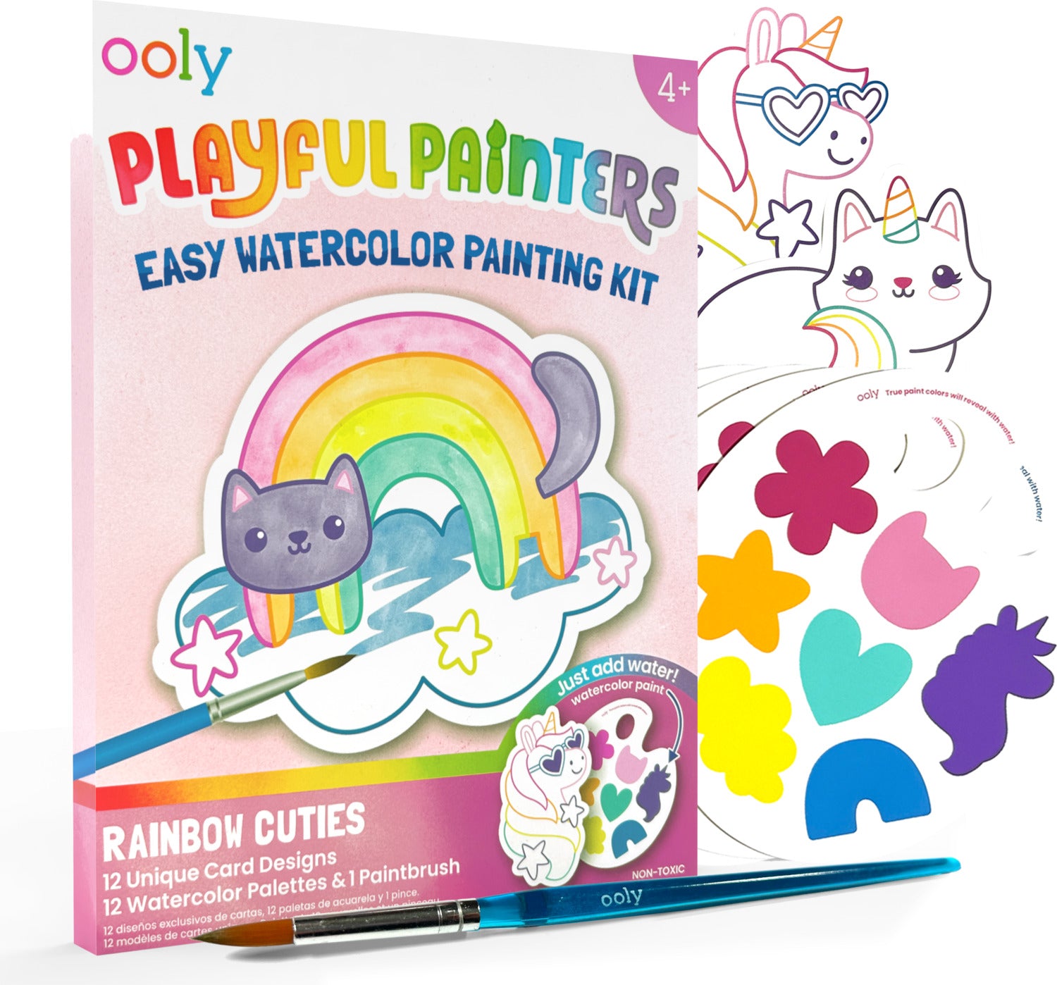 Playful Painters Easy Watercolor Painting Kit - Rainbow Cuties