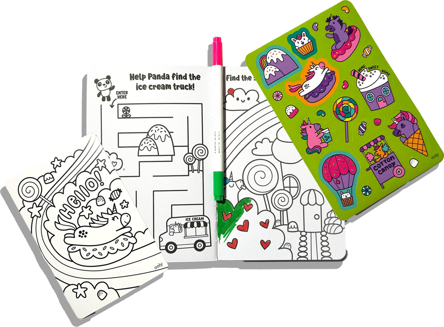 Let's Go! Activity & Coloring Kit - Unicorn Candy Town
