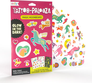 Tattoo-Palooza Glow in the Dark Temporary Tattoos - Magic Moonbeams - 3 Sheets