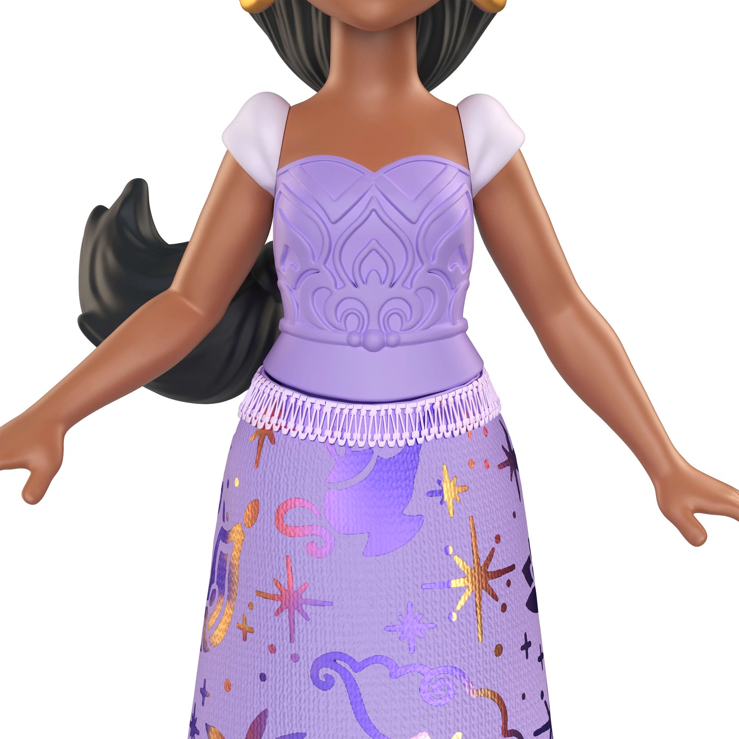 Disney Princess Jasmine Posable Small Doll in Shiny Outfit with Removable Skirt, Inspired by Movie