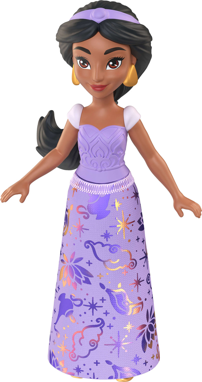Disney Princess Jasmine Posable Small Doll in Shiny Outfit with Removable Skirt, Inspired by Movie