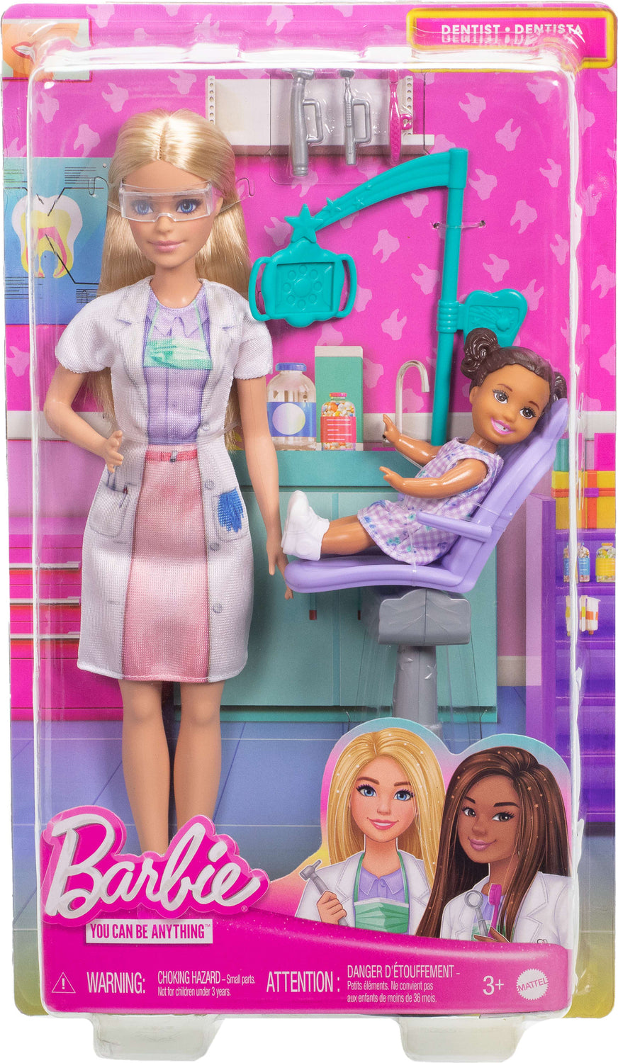 Barbie Dentist Doll with Blonde Fashion Doll, 1 Kid Doll, Medical Doctor Furniture & Accessories