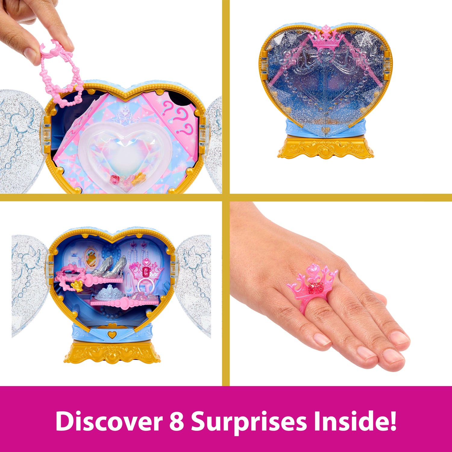 Disney Princess Jewel Reveal Cinderella Fashion Doll w/ 8 Surprises Including Gem Box & Accessories
