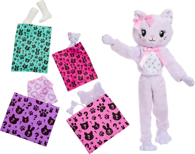 Barbie Cutie Reveal Doll & Accessories, Cuddly Series Kitten with 10 Surprises